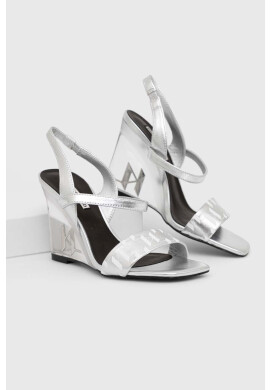 Karl Lagerfeld Кожени сандали ICE WEDGE в сребристо KL34610 - Pepit.bg