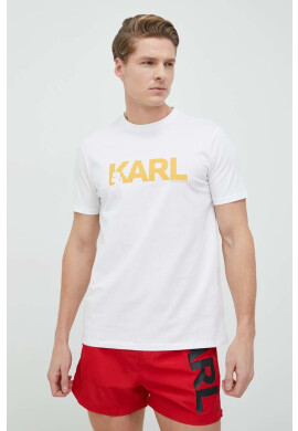 Karl Lagerfeld Памучна тениска в бяло - Pepit.bg