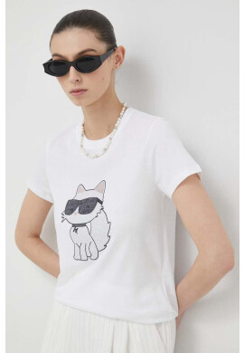 Karl Lagerfeld Памучна тениска в бяло - Pepit.bg