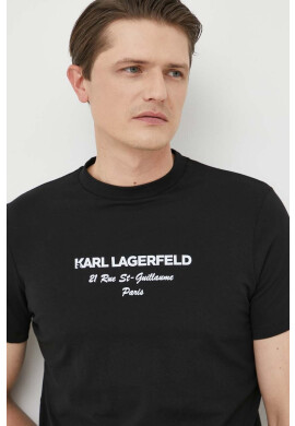 Karl Lagerfeld Памучна тениска в синьо - Pepit.bg