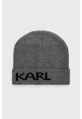 Karl Lagerfeld Шапка в сиво с фина плетка - Pepit.bg