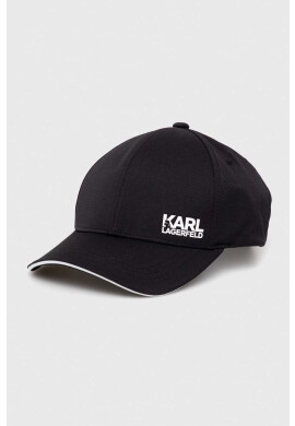 Karl Lagerfeld Шапка с козирка в черно с десен - Pepit.bg
