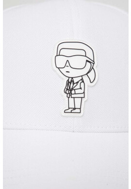 Karl Lagerfeld Шапка с козирка в бяло с апликация - Pepit.bg