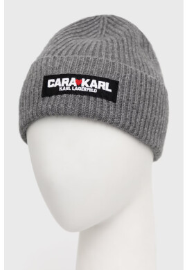 Karl Lagerfeld Шапка с вълна X Cara Delevingne в сиво - Pepit.bg
