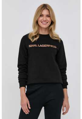 Karl Lagerfeld Суичър дамски в черно с апликация - Pepit.bg
