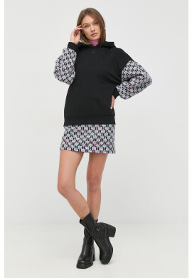 Karl Lagerfeld Суичър в черно с качулка с десен - Pepit.bg