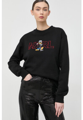 Karl Lagerfeld Суичър в черно с апликация - Pepit.bg
