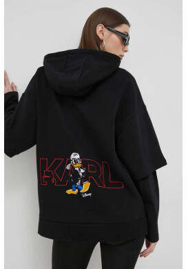 Karl Lagerfeld Суичър x Disney в черно с качулка с апликация - Pepit.bg