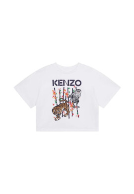 Kenzo kids Детска памучна тениска в бяло - Pepit.bg