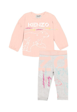 Kenzo kids Детски памучен комплект в оранжево - Pepit.bg