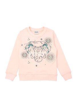 Kenzo kids Детски памучен суичър в розово с принт - Pepit.bg