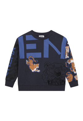Kenzo kids Детски памучен суичър в сиво с десен - Pepit.bg