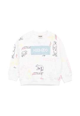 Kenzo kids Детски памучен суичър в бяло с десен - Pepit.bg