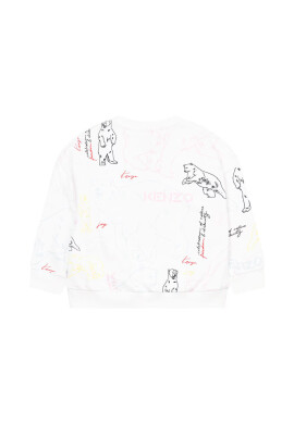 Kenzo kids Детски памучен суичър в бяло с десен - Pepit.bg