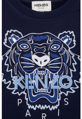 Kenzo kids Детски памучен суичър в тъмносиньо с принт - Pepit.bg