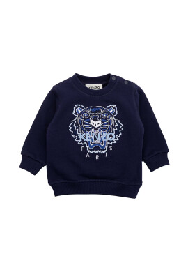 Kenzo kids Детски памучен суичър в синьо с принт - Pepit.bg