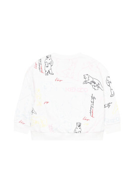 Kenzo kids Детски памучен суичър в бяло с десен - Pepit.bg