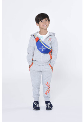 Kenzo kids Детски памучен суичър в сиво с принт - Pepit.bg