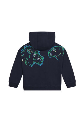 Kenzo kids Детски памучен суичър в тъмносиньо с качулка с принт - Pepit.bg