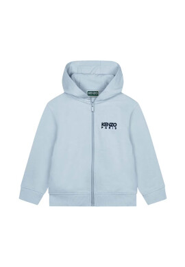 Kenzo kids Детски памучен суичър в синьо с качулка с принт - Pepit.bg