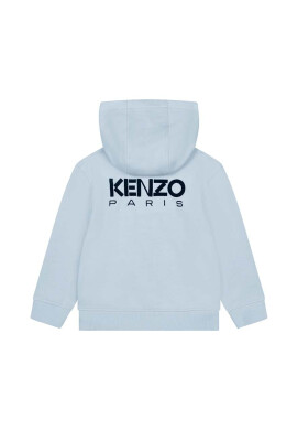 Kenzo kids Детски памучен суичър в синьо с качулка с принт - Pepit.bg
