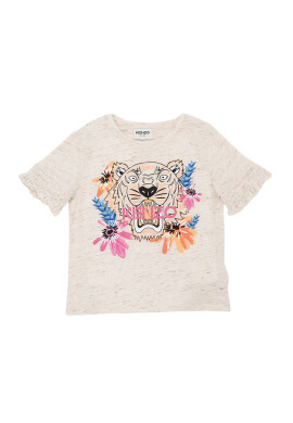Kenzo kids Памучна тениска в бежово - Pepit.bg