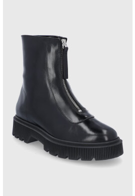Kurt Geiger London Кожени боти дамски в черно с равна подметка - Pepit.bg