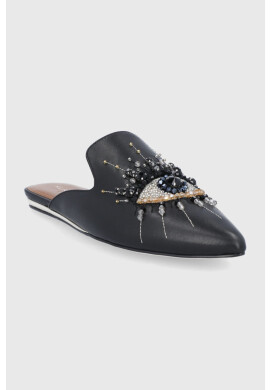Kurt Geiger London Кожени чехли Olive Eye дамски в черно 4751800109 - Pepit.bg