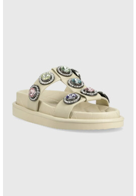 Kurt Geiger London Кожени чехли Orson в сиво с платформа - Pepit.bg