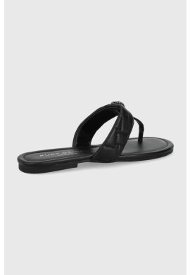 Kurt Geiger London Кожени джапанки дамско в черно с равна подметка - Pepit.bg