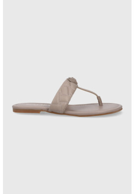 Kurt Geiger London Кожени джапанки дамски в бежово с равна подметка - Pepit.bg
