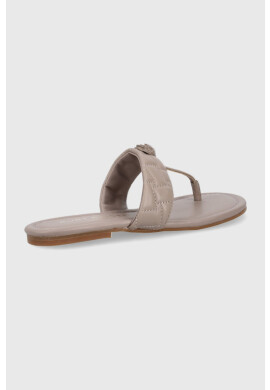 Kurt Geiger London Кожени джапанки дамски в бежово с равна подметка - Pepit.bg