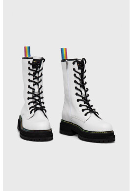 Kurt Geiger London Кожени кубинки дамски в бяло с равна подметка - Pepit.bg