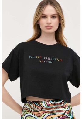 Kurt Geiger London Памучна тениска в черно - Pepit.bg