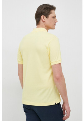 Lacoste Памучна тениска с яка в жълто с изчистен дизайн - Pepit.bg