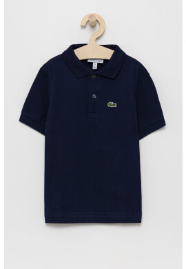 Lacoste Детска памучна тениска с яка в тъмносиньо с изчистен дизайн - Pepit.bg