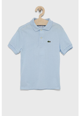 Lacoste Детска памучна тениска с яка в синьо с изчистен дизайн - Pepit.bg