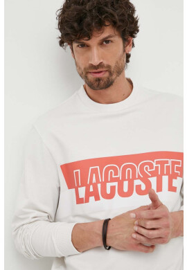 Lacoste Домашен суичър в бежово с принт - Pepit.bg