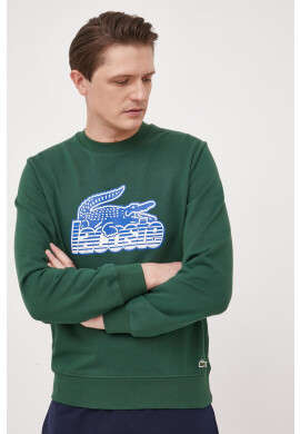 Lacoste Памучен суичър в зелено с принт - Pepit.bg