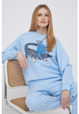 Lacoste Памучен суичър x Netflix в синьо с принт - Pepit.bg