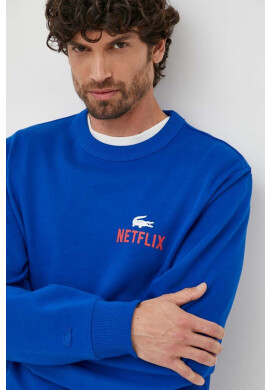 Lacoste Памучен суичър x Netflix в тъмносиньо с десен - Pepit.bg