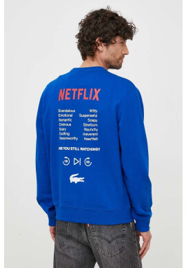 Lacoste Памучен суичър x Netflix в тъмносиньо с десен - Pepit.bg