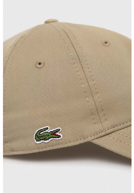 Lacoste Памучна шапка с козирка в кафяво с изчистен дизайн - Pepit.bg