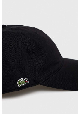 Lacoste Памучна шапка с козирка в черно с изчистен дизайн - Pepit.bg