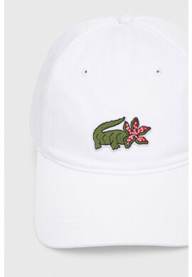Lacoste Памучна шапка x Netflix в бяло с апликация - Pepit.bg