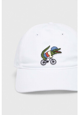 Lacoste Памучна шапка x Netflix в бяло с апликация - Pepit.bg