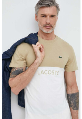 Lacoste Памучна тениска в тъмносиньо с десен - Pepit.bg