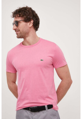 Lacoste Памучна тениска в розово с изчистен дизайн - Pepit.bg