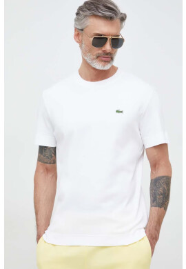 Lacoste Памучна тениска в бяло с изчистен дизайн - Pepit.bg