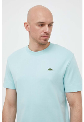 Lacoste Памучна тениска в тюркоазено с изчистен дизайн - Pepit.bg